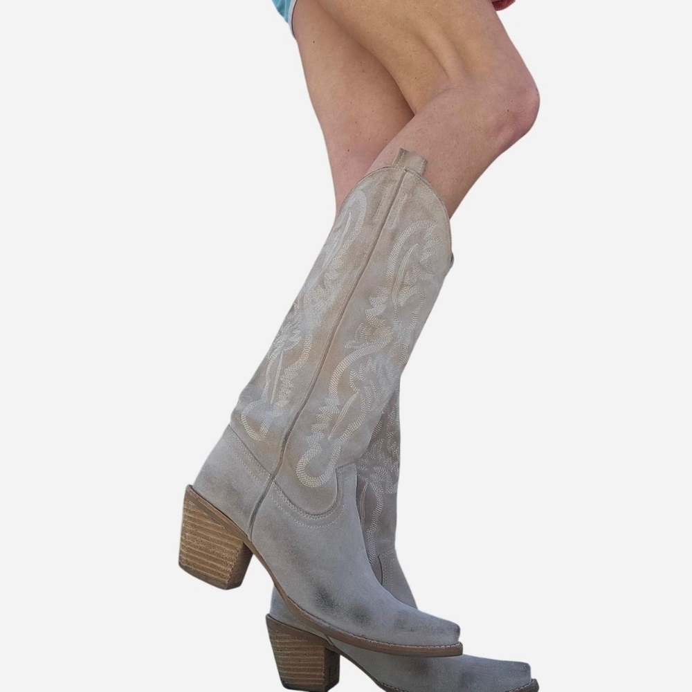 Jeffrey Campbell Tan Suede Western Boots - Picture 8 of 9
